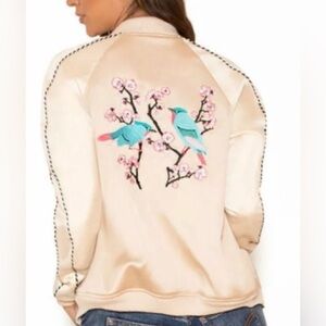 House of CB ‘Relli’ Embroidered Satin Jacket XS $199